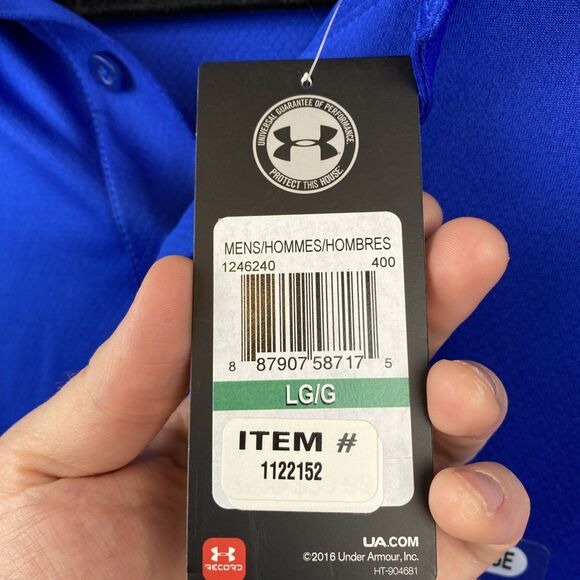 Under Armour shirt Mens L Blue short sleeve polo golf HeatGear NWT - Picture 3 of 10